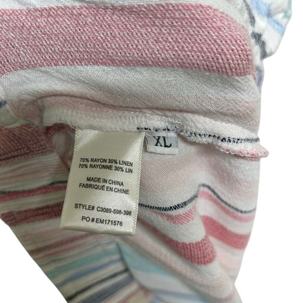 Cloth & Stone Women's Multi Striped Linen Blend Raw Hem Wide Leg Pants Size XL - Picture 6 of 7